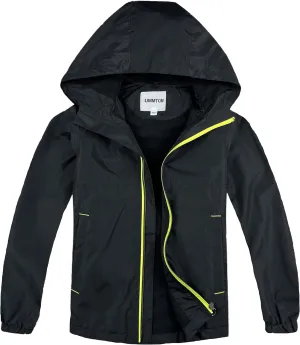 Boys Rain Jackets Lightweight Waterproof Hooded fleece Raincoats Windbreakers for Kids