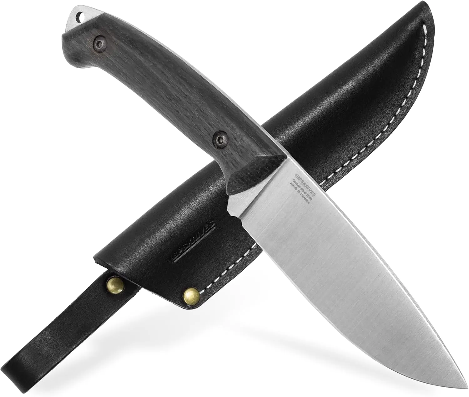 BPS Knives Savage Bushcraft Full Tang Camping Knife with Leather Sheath, Outdoor Fixed Blade, Bush Survival Knife Gift for Men, Camp Gear