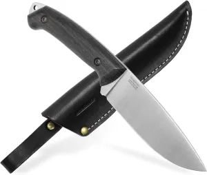 BPS Knives Savage Bushcraft Full Tang Camping Knife with Leather Sheath, Outdoor Fixed Blade, Bush Survival Knife Gift for Men, Camp Gear