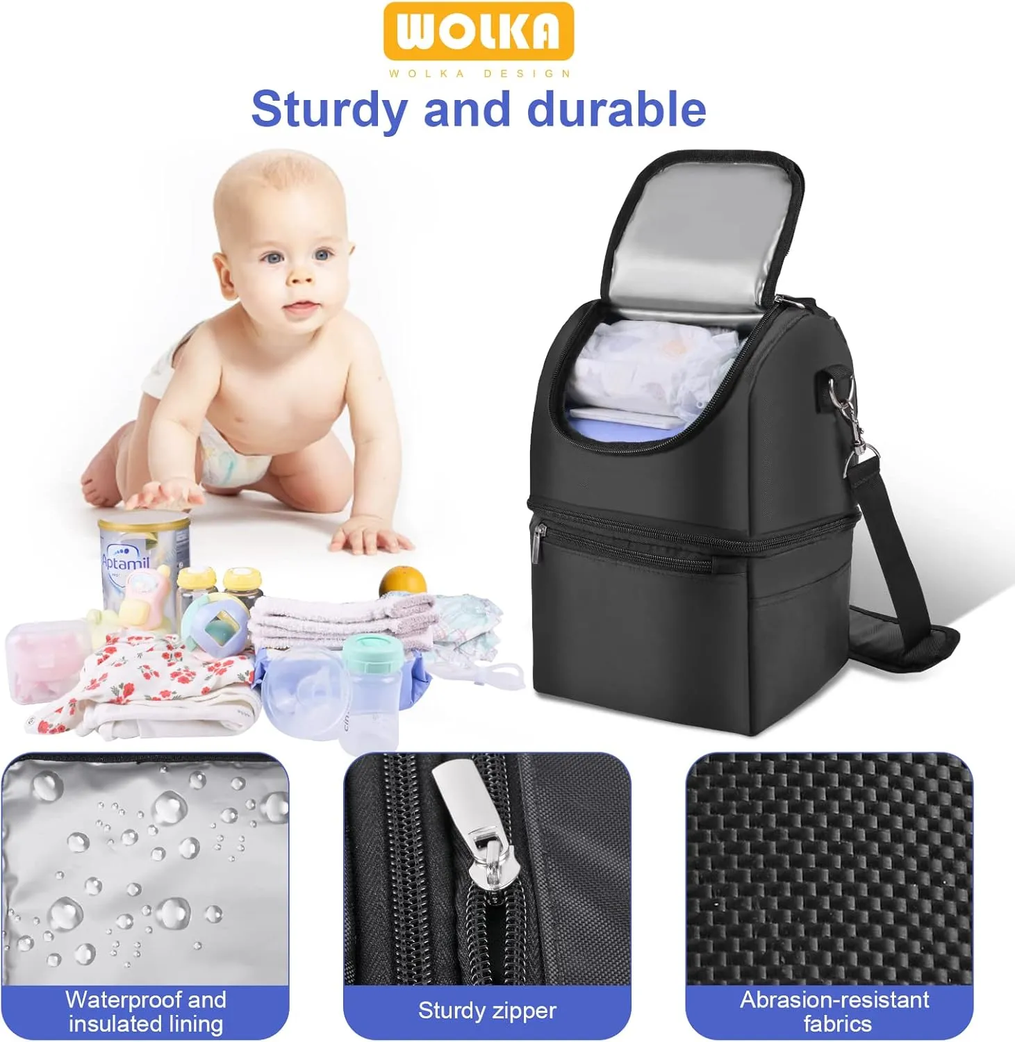 Breastmilk Cooler Bag - Cooler Bag for Nursing Moms Multi-Function, Insulated Baby Bottle Cooler Tote Bag with Double Compartments - Fits 6 Baby Bottles Up to 9 Ounce