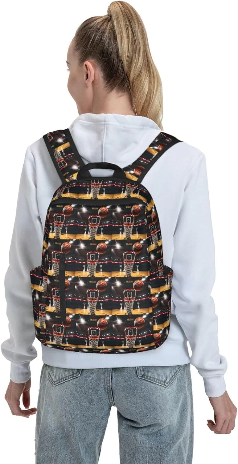 BREAUX Basketball Print Simple And Lightweight Leisure Backpack, Men'S And Women'S Fashionable Travel Backpack