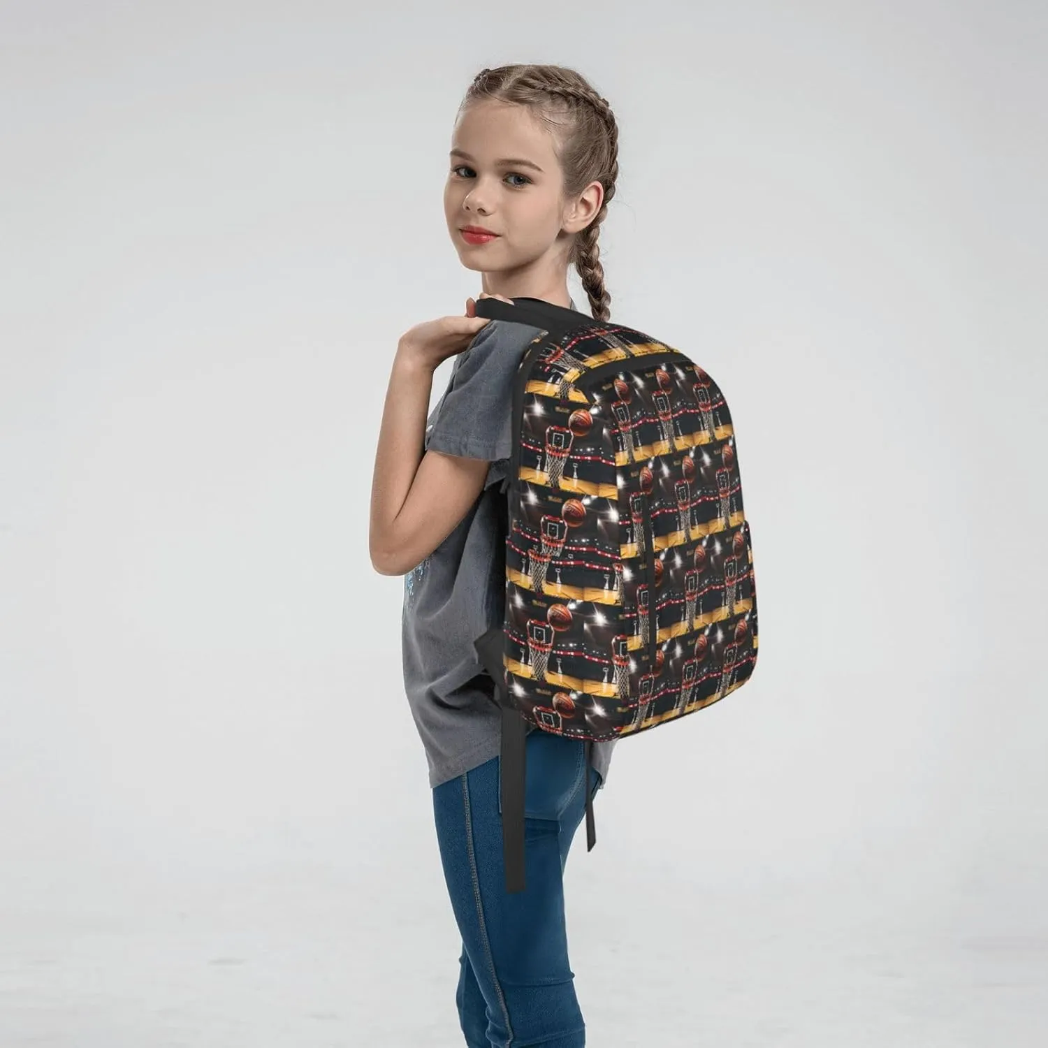 BREAUX Basketball Print Simple And Lightweight Leisure Backpack, Men'S And Women'S Fashionable Travel Backpack