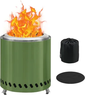 BRIAN & DANY Tabletop Solo Fire Pit with Stand, Smokeless Firepit for Outside, Stainless Steel Stove Bonfire, Fueled by Pellets or Wood, Includes Travel Bag & Fireproof Mat -8.6in x 10in,Green
