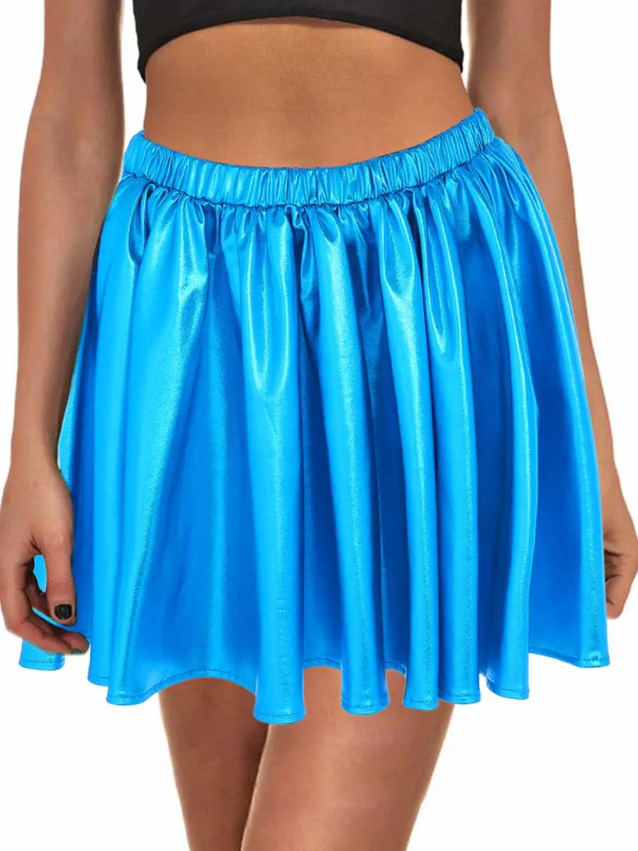 Bright Blue Reflective A-Line Skirt