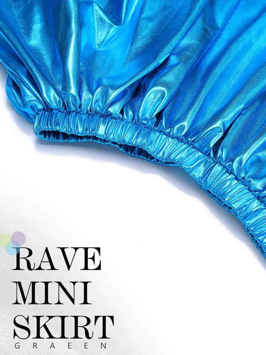 Bright Blue Reflective A-Line Skirt