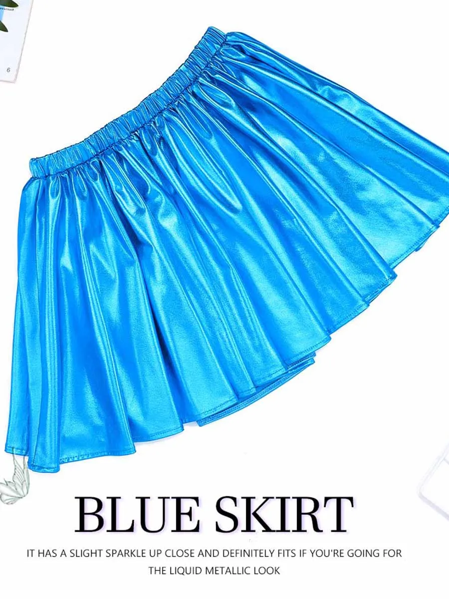 Bright Blue Reflective A-Line Skirt