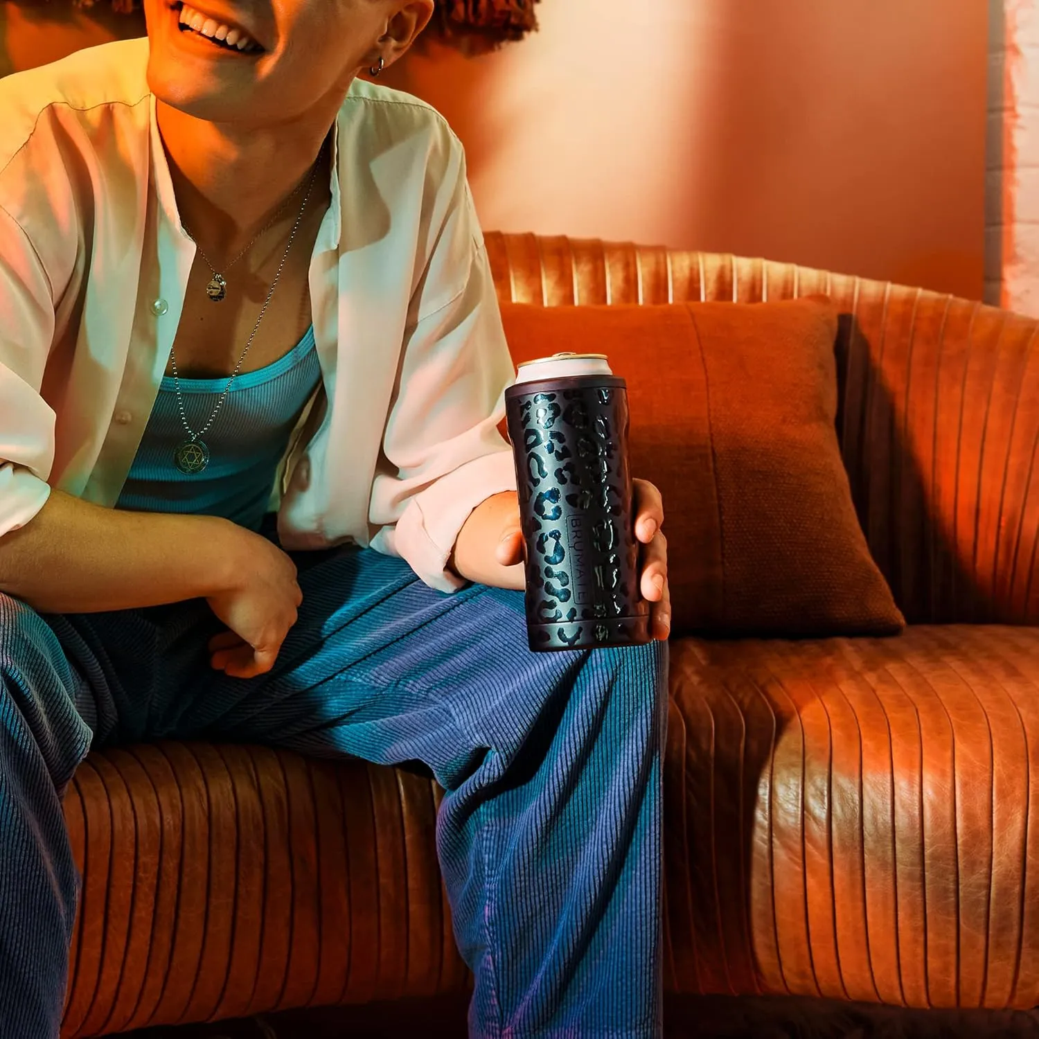 BrüMate Hopsulator Slim Can Cooler Insulated for 12oz Slim Cans | Skinny Can Insulated Stainless Steel Drink Holder for Hard Seltzer, Beer, Soda, and Energy Drinks (Glitter Charcoal)