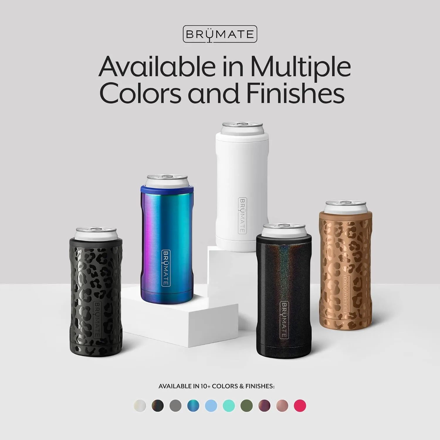 BrüMate Hopsulator Slim Can Cooler Insulated for 12oz Slim Cans | Skinny Can Insulated Stainless Steel Drink Holder for Hard Seltzer, Beer, Soda, and Energy Drinks (Glitter Charcoal)