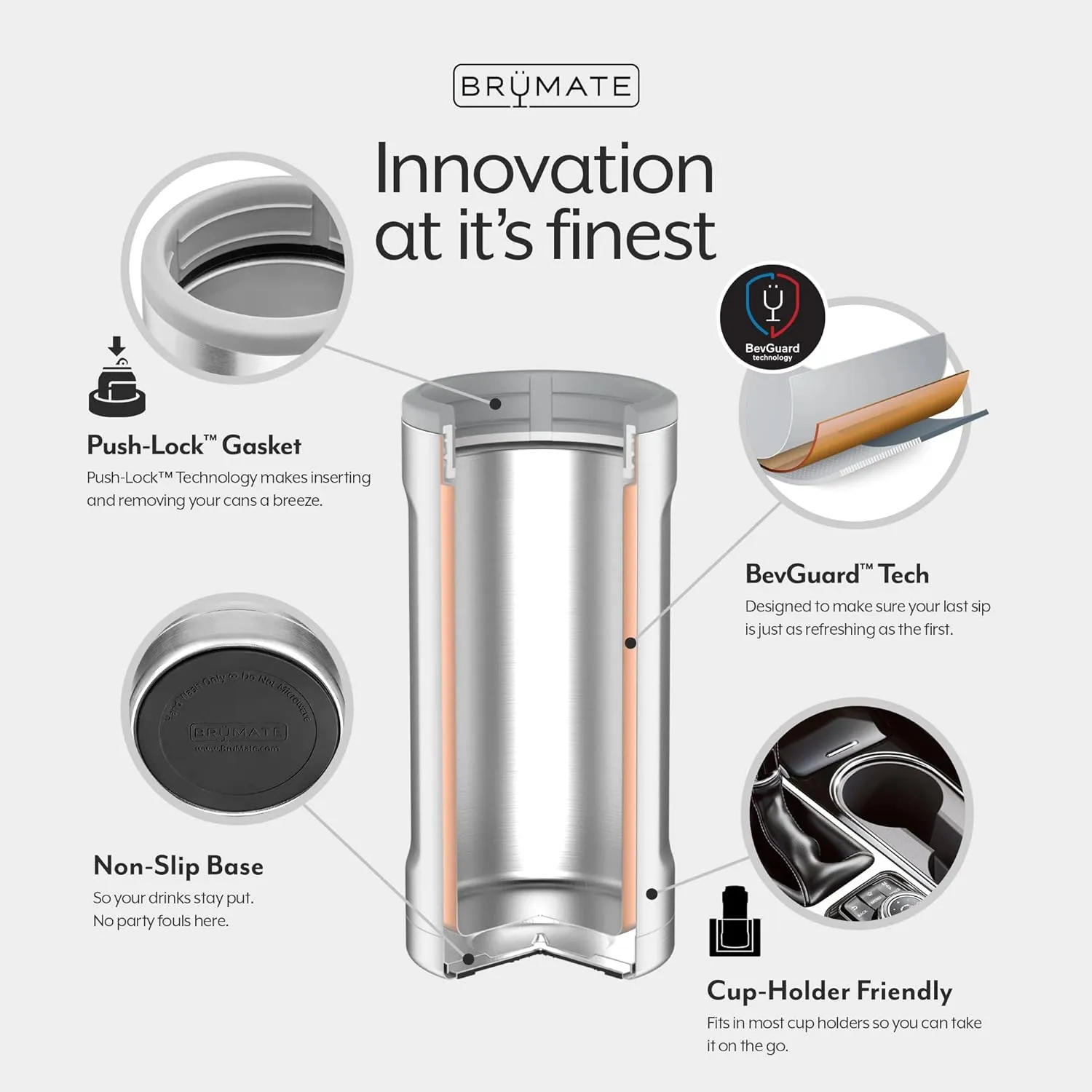 BrüMate Hopsulator Slim Can Cooler Insulated for 12oz Slim Cans | Skinny Can Insulated Stainless Steel Drink Holder for Hard Seltzer, Beer, Soda, and Energy Drinks (Glitter Charcoal)