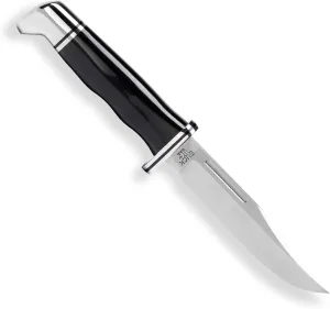 Buck Knives 117 Brahma Fixed Blade Hunting Knife, 4 1/2" 420HC Blade, Black Phenolic Handle with Leather Sheath