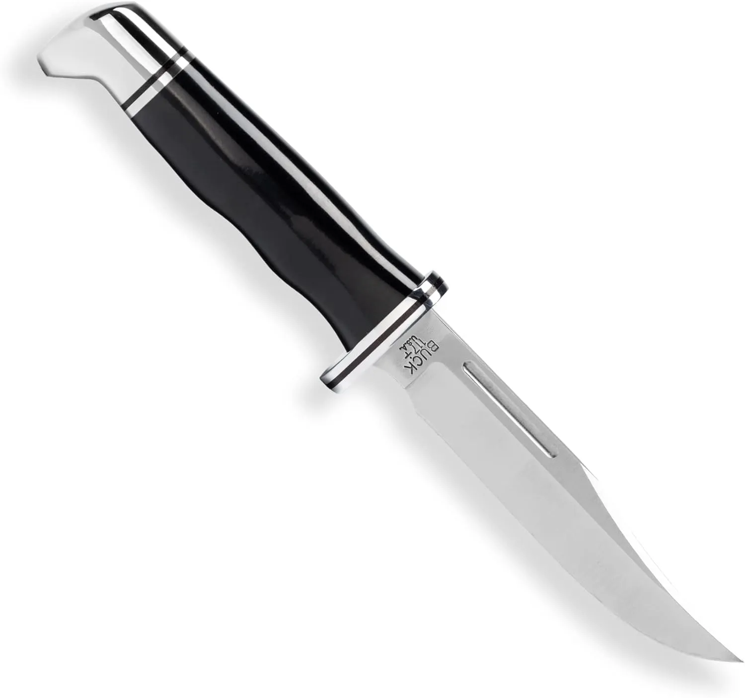 Buck Knives 117 Brahma Fixed Blade Hunting Knife, 4 1/2" 420HC Blade, Black Phenolic Handle with Leather Sheath