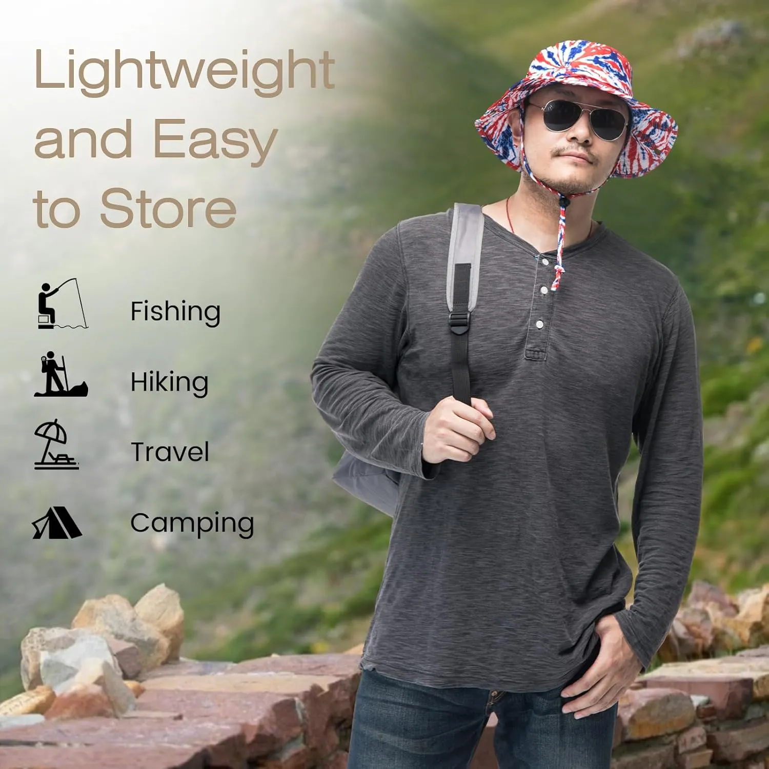 Bucket Hat Wide Brim UV Protection Sun Hat Boonie Hats Fishing Hiking Safari Outdoor Hats for Men and Women