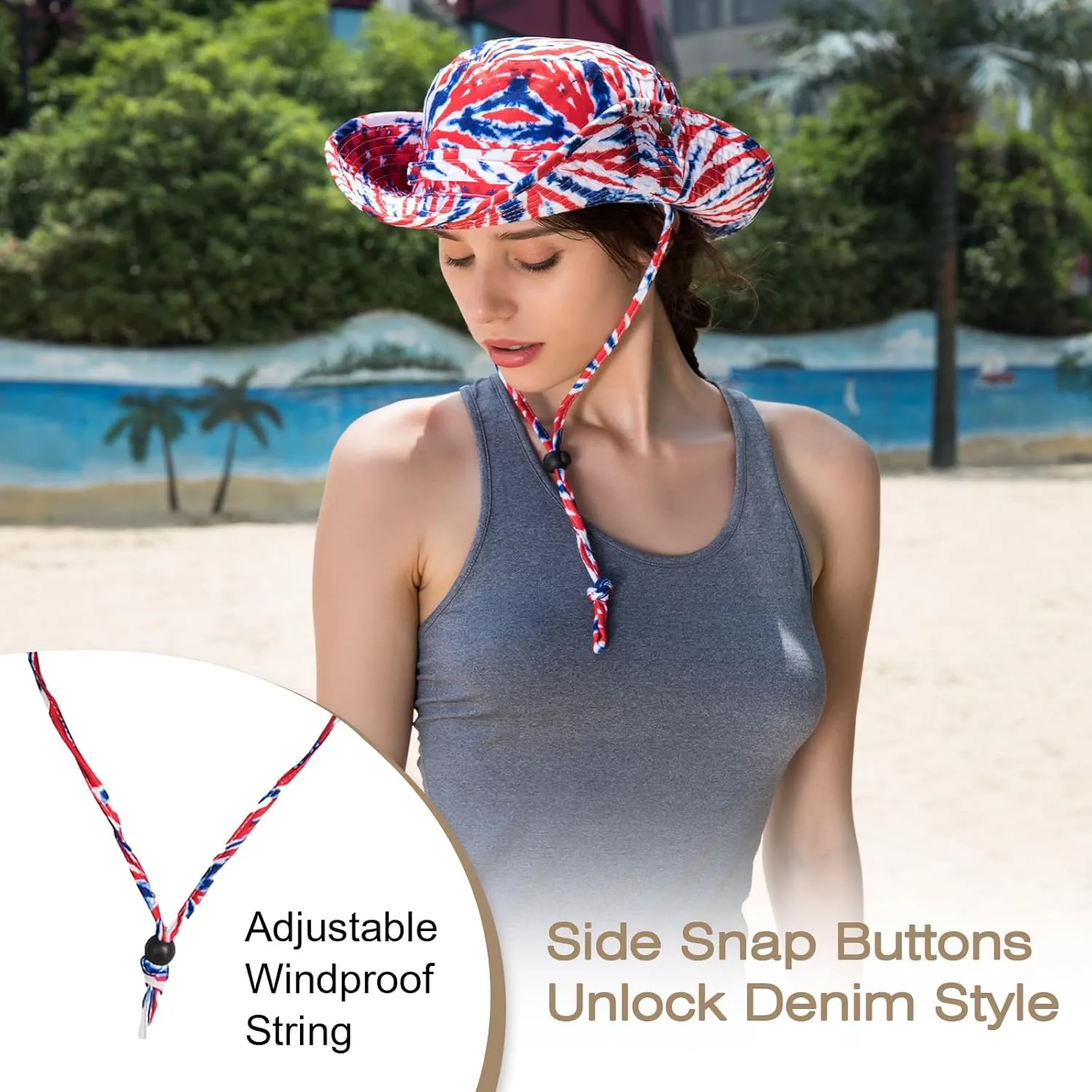 Bucket Hat Wide Brim UV Protection Sun Hat Boonie Hats Fishing Hiking Safari Outdoor Hats for Men and Women