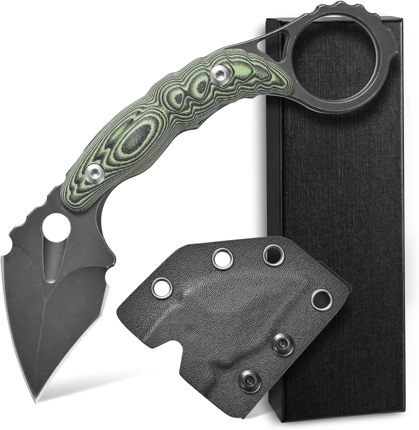 C1107 Fixed Blade Knife D2 Blade, G10 Handle Knife for Outdoor Camping, Survival EDC Tool Fixed Knives,Kydex Sheath (Green)
