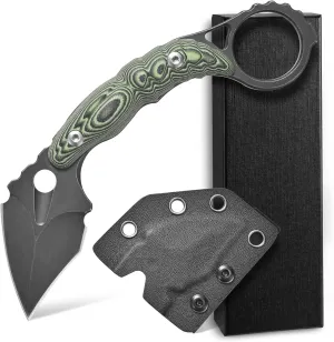 C1107 Fixed Blade Knife D2 Blade, G10 Handle Knife for Outdoor Camping, Survival EDC Tool Fixed Knives,Kydex Sheath (Green)
