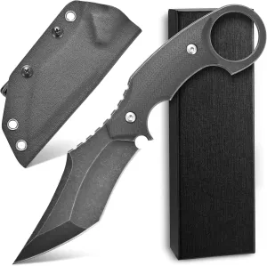 C1117 Fixed Blade Knife,D2 Steel Blade  G10 Handle Outdoor EDC Survival Claw Knife with Kydex Sheaths(Black) …