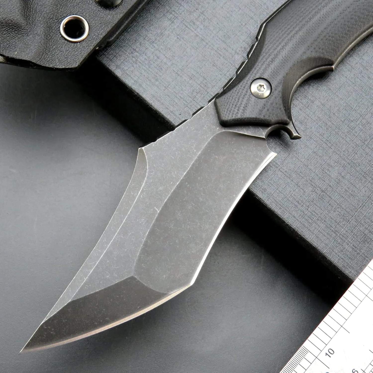 C1117 Fixed Blade Knife,D2 Steel Blade  G10 Handle Outdoor EDC Survival Claw Knife with Kydex Sheaths(Black) …