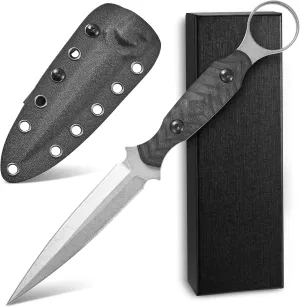 C1340 Fixed Blade Knife AUS-10 Stonewashed Steel Blade G10 Handle EDC Straight Knife for Outdoor Camping Survival Hiking(Silver)