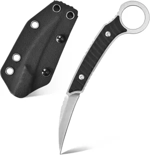 C1394 Fixed Blade Knife, AUS-8 Stonewashed Steel Blade G10 Handle EDC Tool Knife for Outdoor Survival Hiking Camping with Kydex Sheath(Silver)