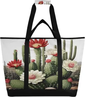 Cactus Reusable Insulated Cooler Bag with Ice Pack Compartment - Large 63L Waterproof Thermal Grocery Tote for Picnic Beach Camping Lunch Storage
