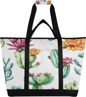 Cactus Reusable Insulated Cooler Bag with Ice Pack Compartment - Large 72L Waterproof Thermal Grocery Tote for Picnic Beach Camping Lunch Storage