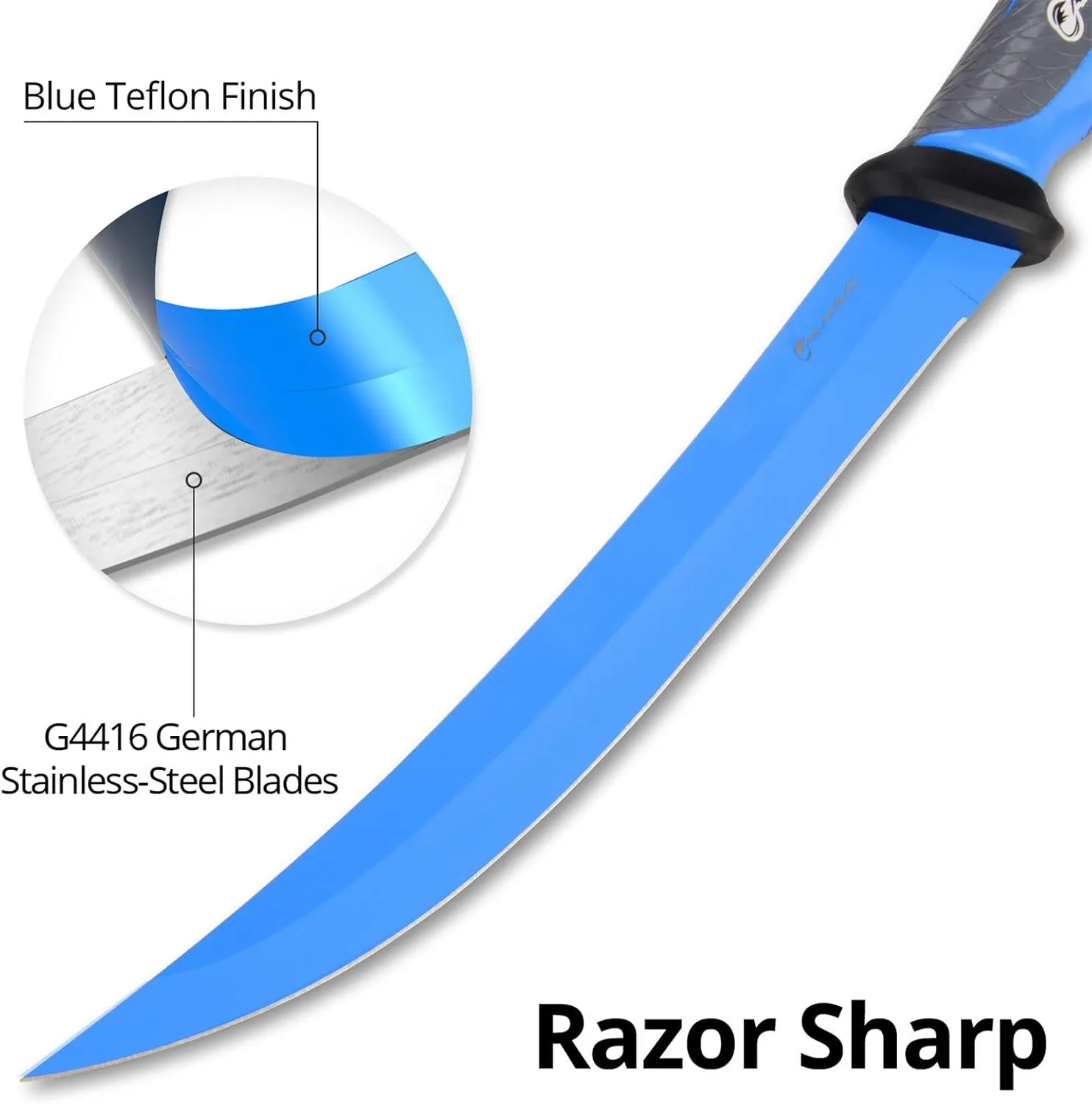 Calamus Fishing Fillet Steaking Knife - 9 inch, German G4116 Stainless-Steel Blades with Corrosion Resistant Coating, Non-Slip Handles, Protective Nylon Sheath, Perfect For Fresh Or Saltwater