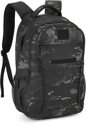 CamGo 25L Tactical Backpack for Men Women Military Hiking Daypacks Molle Travel Rucksack for Outdoor Sports Daily Work(#25L-Camo Black)