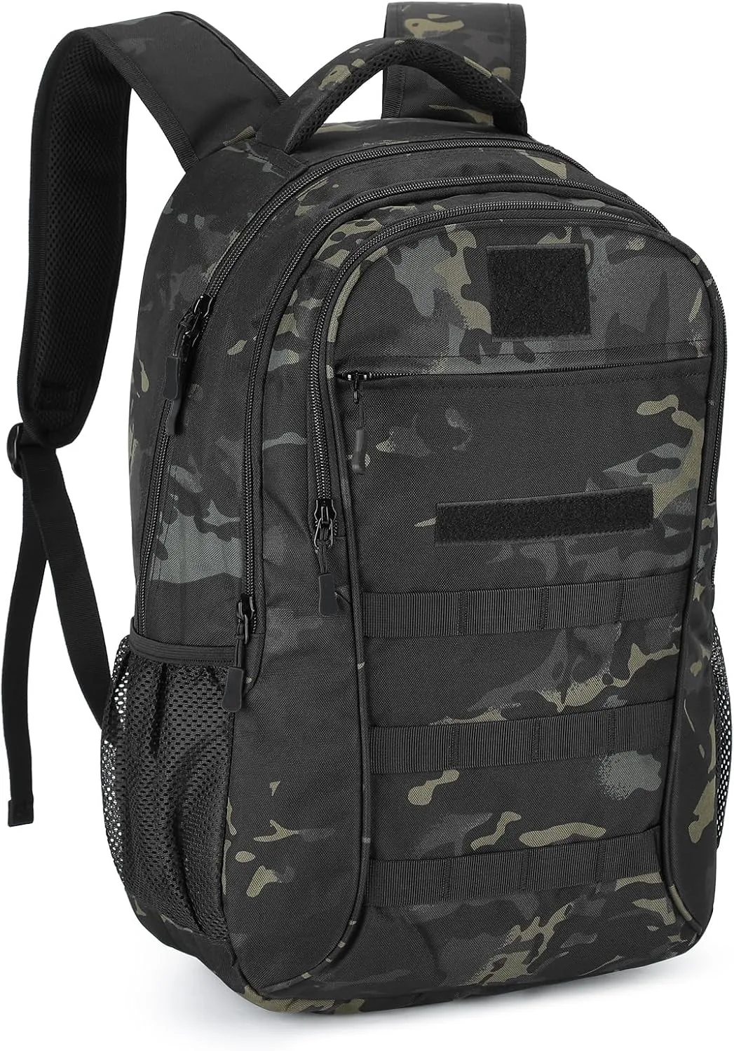 CamGo 25L Tactical Backpack for Men Women Military Hiking Daypacks Molle Travel Rucksack for Outdoor Sports Daily Work(#25L-Camo Black)