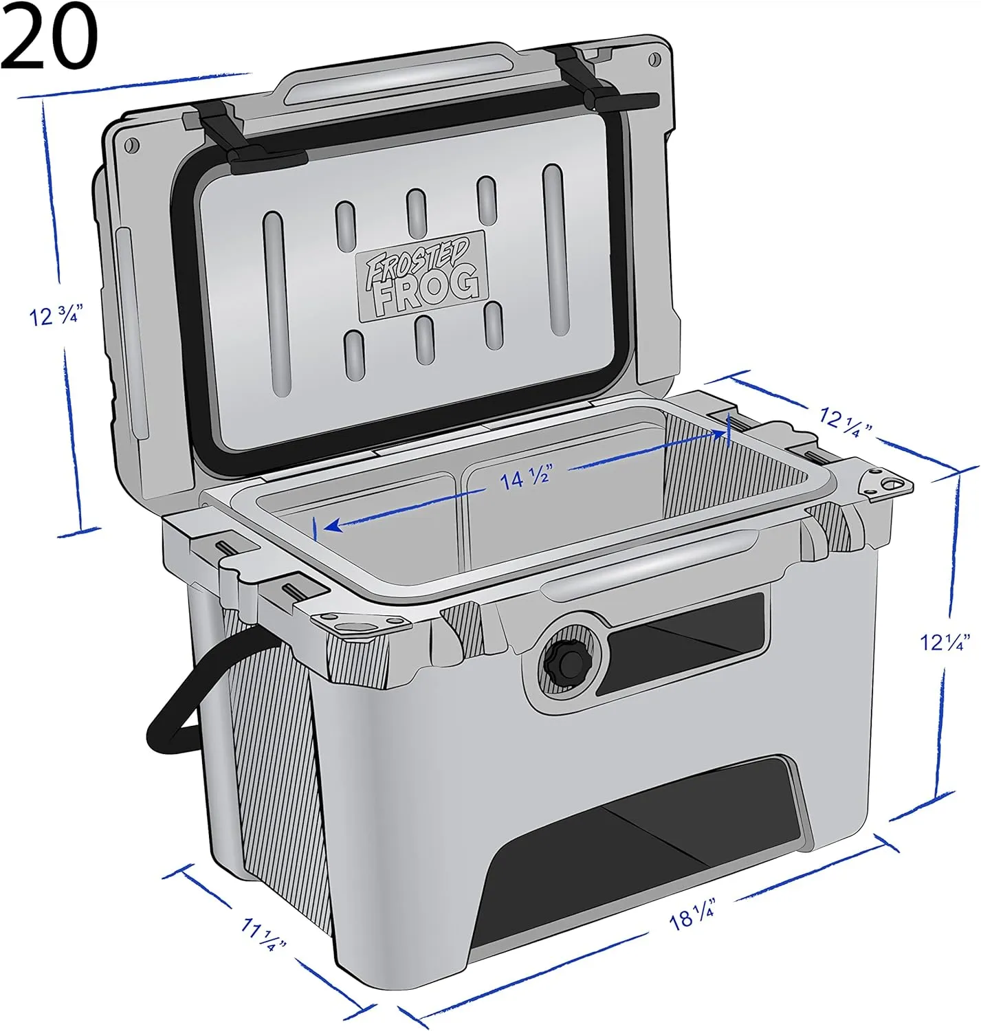 Camo 20 Quart Ice Chest Heavy Duty High Performance Roto-Molded Commercial Grade Insulated Cooler