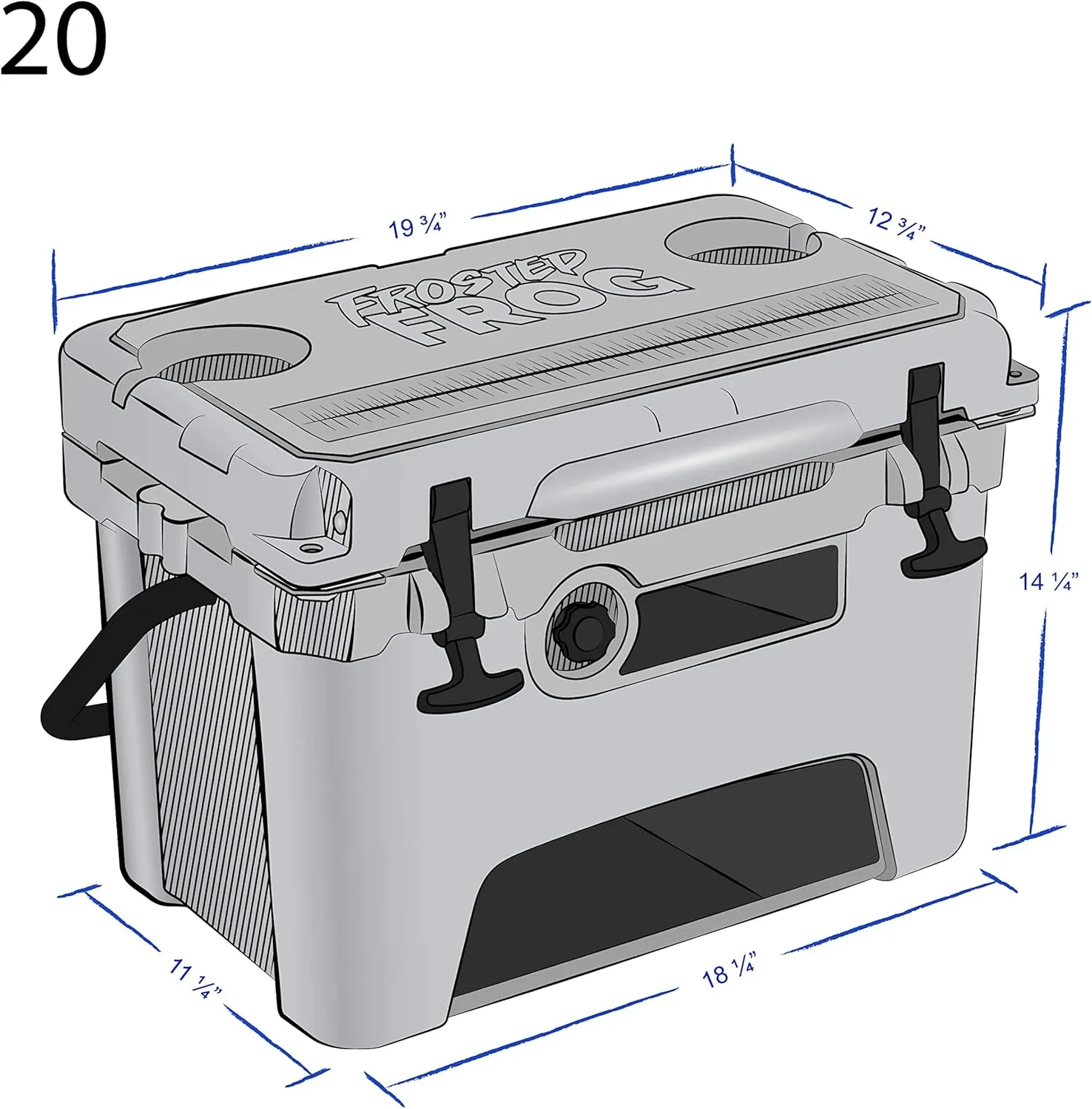 Camo 20 Quart Ice Chest Heavy Duty High Performance Roto-Molded Commercial Grade Insulated Cooler