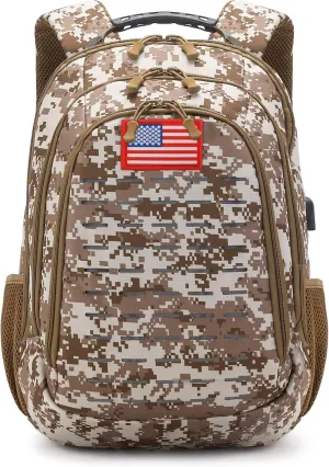 Camo Backpack for boys, Teen Boys Backpacks for School,Camo Bookbag for kid,Small Tactica Backpack for outdoor,with USB Charging Port,40L