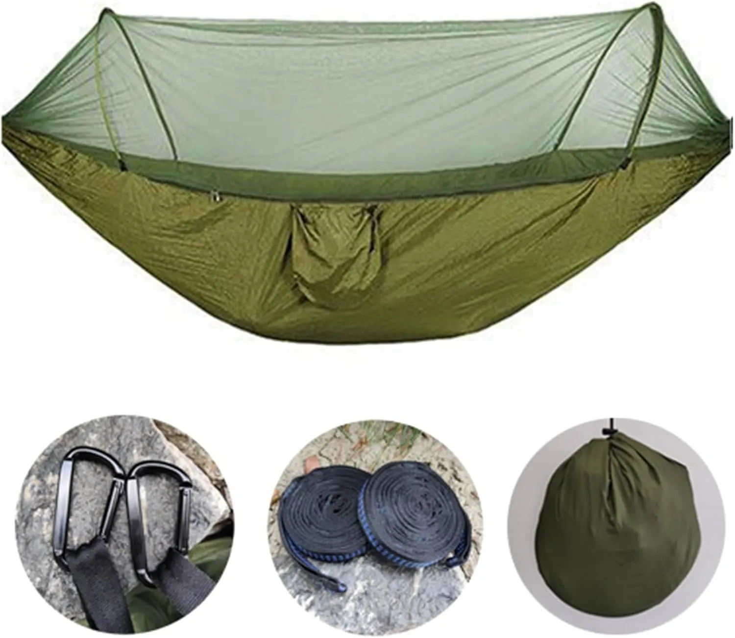Camp 260x140cm Outdoor Double Camping Hammock with Mosquito Net and Rain Fly Tarp Lightweight Parachute Hammocks Travel Hiking Strong