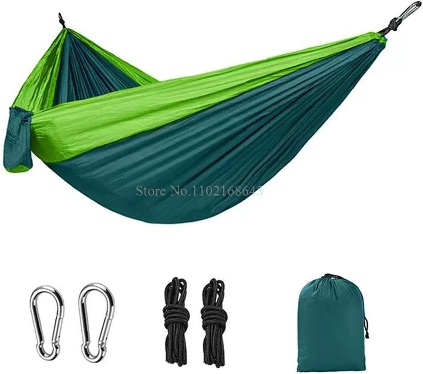 Camp Double Nylon Hammocks Camping Portable Parachute Hammock Outdoor Hiking Travel Backpacking Camping Gear Strong (Green)