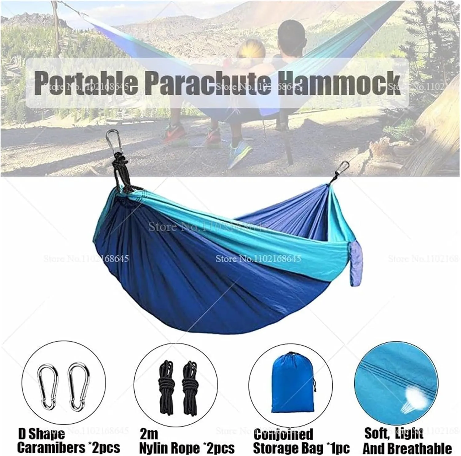 Camp Double Nylon Hammocks Camping Portable Parachute Hammock Outdoor Hiking Travel Backpacking Camping Gear Strong (Green)
