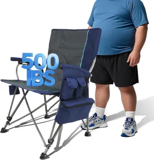 Camping Chairs Adults Oversized Folding: Foldable Outdoor Beach Chairs for Adults – Heavy Duty Portable High Camping Chair Sports Hunting Lawn Fishing Soccer (Steel, Blue)