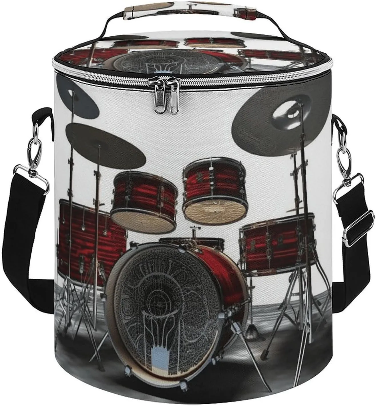 Camping Cooler Bag, Cool Drum Set Print Portable Ice Pack Outdoor Cooler Bag Picnic Cooler Bag Foldable Cooler Bag, style