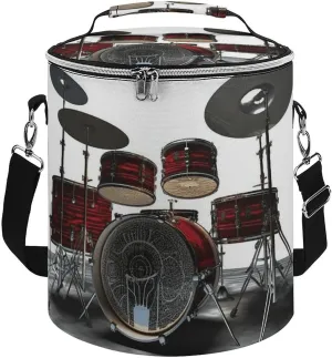Camping Cooler Bag, Cool Drum Set Print Portable Ice Pack Outdoor Cooler Bag Picnic Cooler Bag Foldable Cooler Bag, style