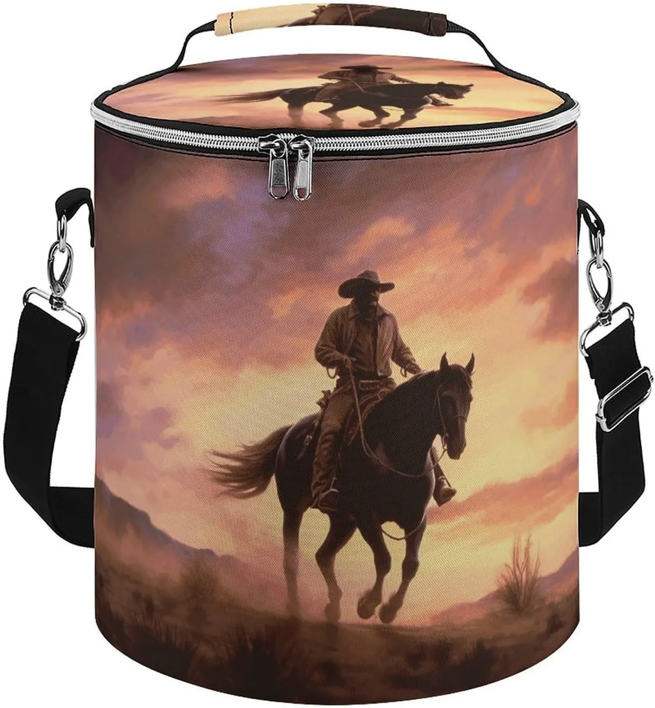 Camping Cooler Bag, Cowboy West Print Portable Ice Pack Outdoor Cooler Bag Picnic Cooler Bag Foldable Cooler Bag