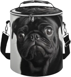 Camping Cooler Bag, Cute Black Pug Dog Print Portable Ice Pack Outdoor Cooler Bag Picnic Cooler Bag Foldable Cooler Bag, style