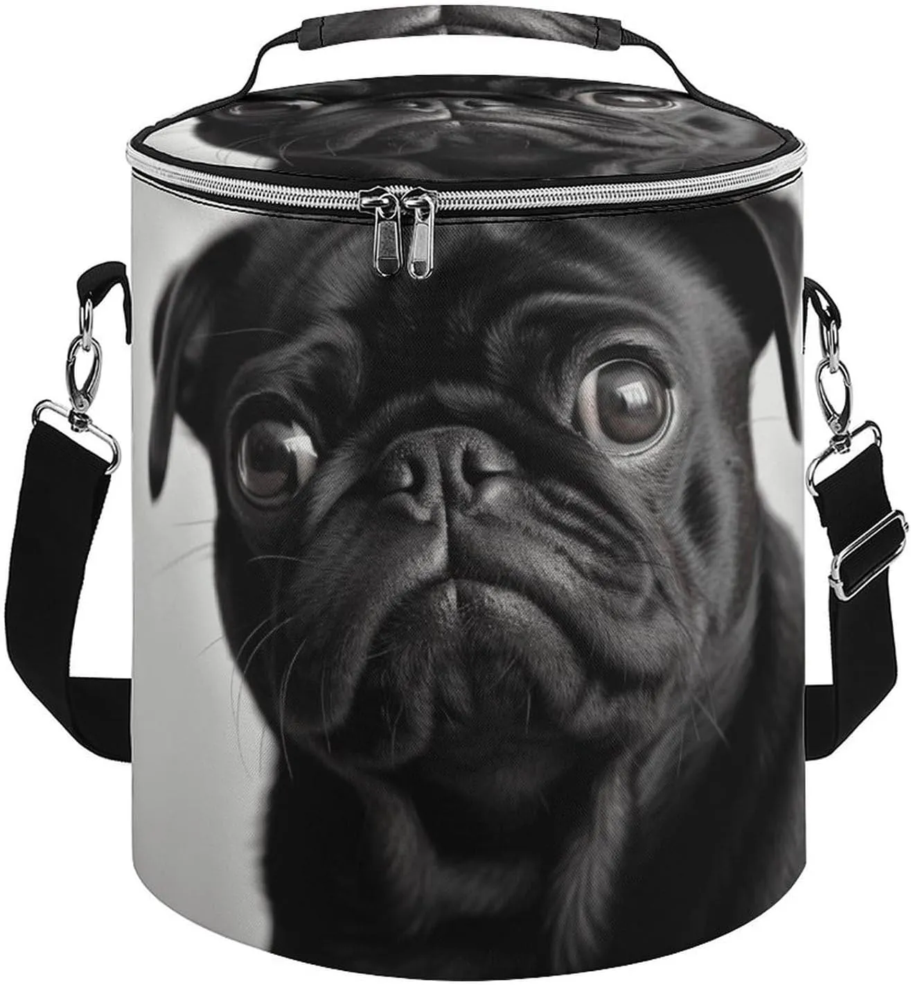 Camping Cooler Bag, Cute Black Pug Dog Print Portable Ice Pack Outdoor Cooler Bag Picnic Cooler Bag Foldable Cooler Bag, style