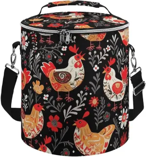 Camping Cooler Bag, Cute Rooster Chickens Print Portable Ice Pack Outdoor Cooler Bag Picnic Cooler Bag Foldable Cooler Bag