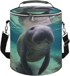 Camping Cooler Bag, Cute Sea Animal Manatee Print Portable Ice Pack Outdoor Cooler Bag Picnic Cooler Bag Foldable Cooler Bag, style