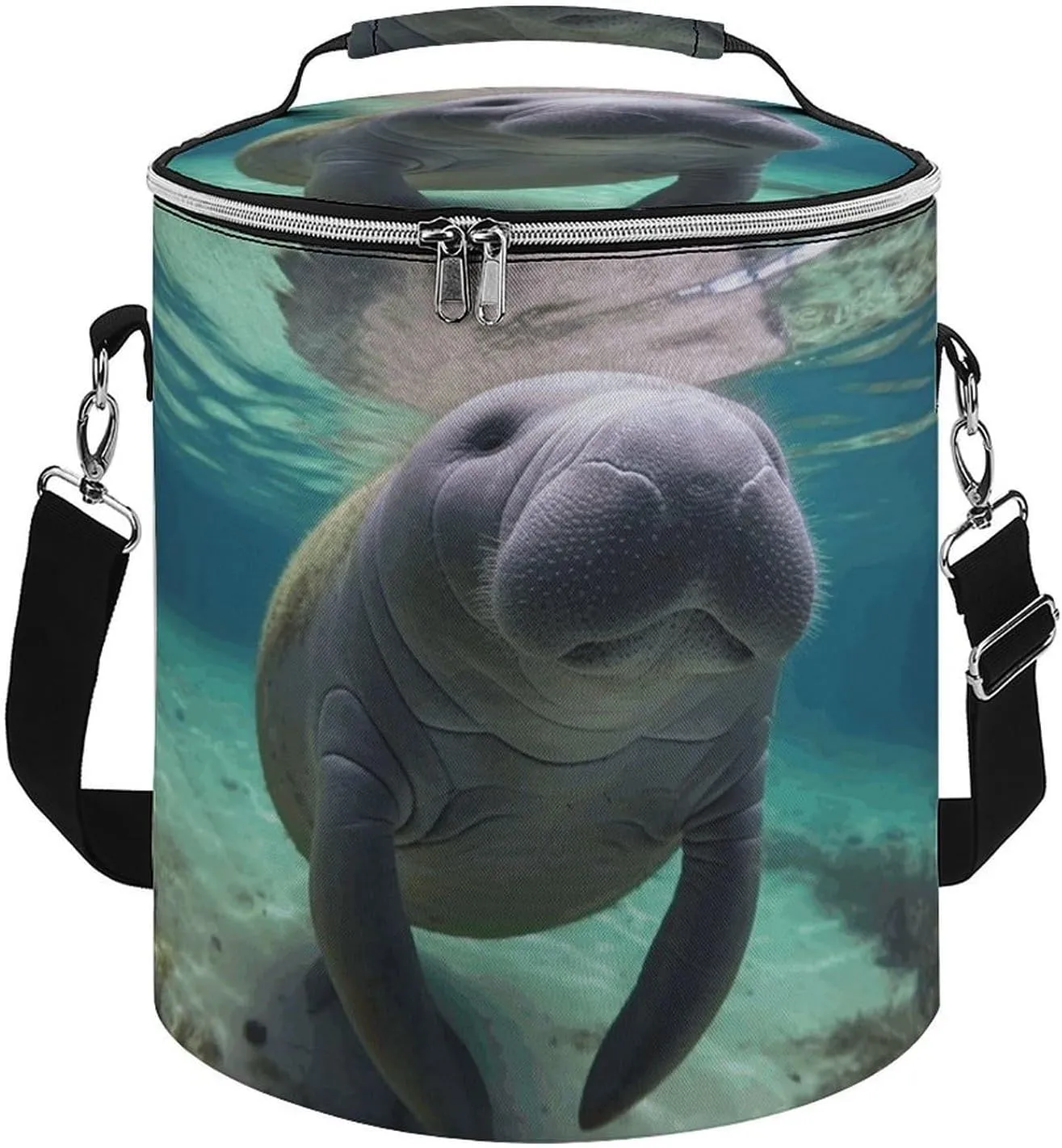 Camping Cooler Bag, Cute Sea Animal Manatee Print Portable Ice Pack Outdoor Cooler Bag Picnic Cooler Bag Foldable Cooler Bag, style