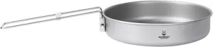 Camping Plate Titanium Pan Dish Plate with Handle & Mesh Bag, Large Reuseable Ultralight Dinner Plate for Camping Outdoors Backpacking (750ML)