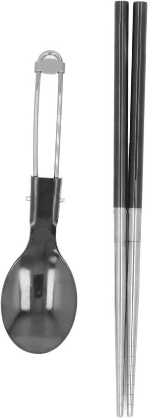 Camping Spoon and Chopstick Set Stainless Steel Portable Utensils Foldable Spoon And Detachable Chopsticks for Travel