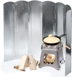 Camping Stove Windscreen, Japard Large Tall Folding Windshield Propane Burner Butane, 8 Plates 23" H 46" Wide, Upgraded with Installation Accessories, Portable for Hiking, Camping, Picnic