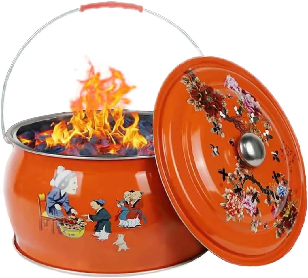 Camping Stoves，Charcoal Stove,Fire Pit，Painted Color Painted Charcoal Stove, BBQ Heating Stove, Fire Barrel Stove，with lid and Grill，for Housewarming, Heating, Cooking, Barbecue, Picnic