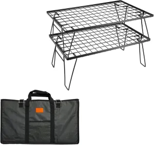 CAMPINGMOON Foldable Multipurpose Stacking Storage Rack, Steel Plating Black