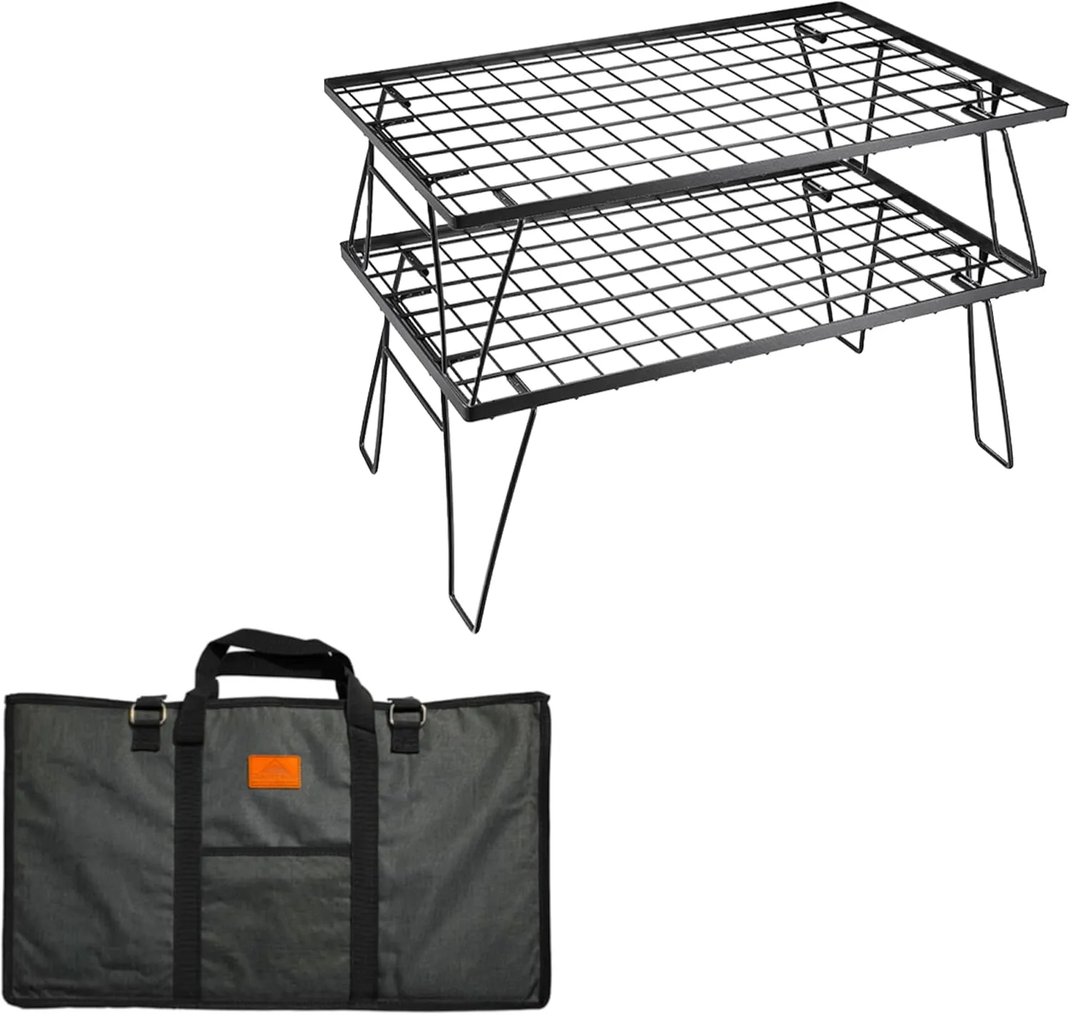 CAMPINGMOON Foldable Multipurpose Stacking Storage Rack, Steel Plating Black