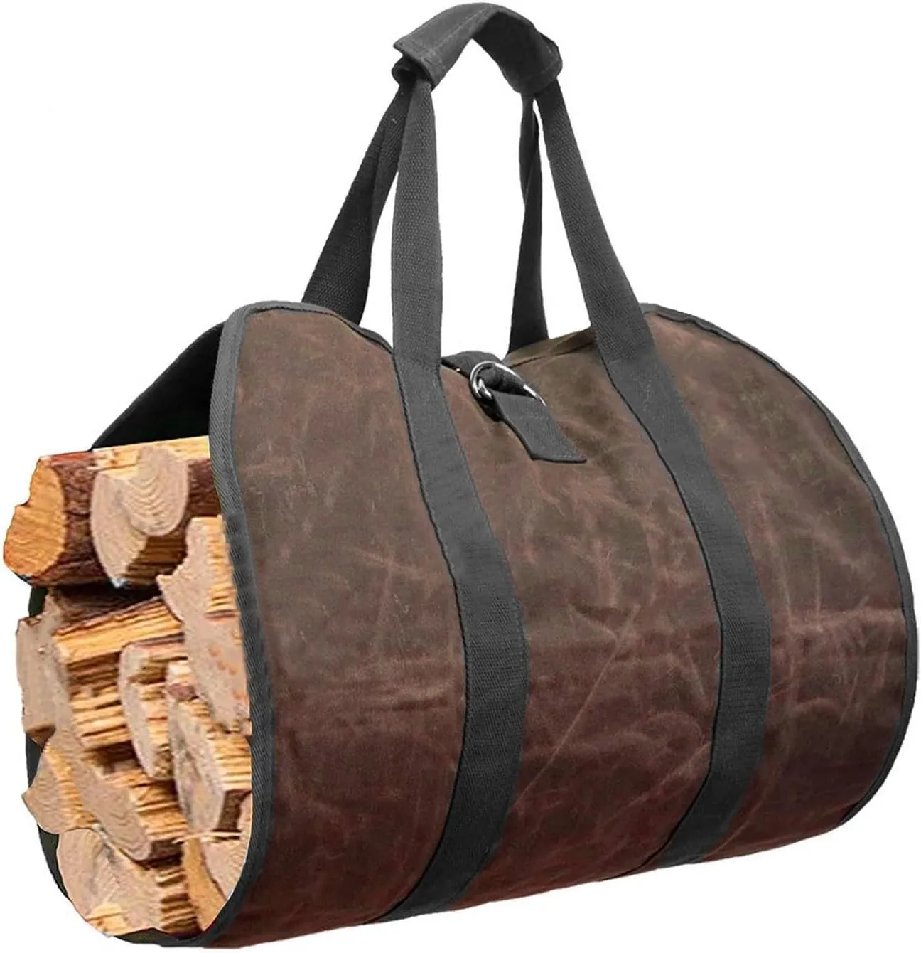 Canvas Firewood Tote - Large Wood Carrying Bag, Firewood Log Holder | Durable Canvas Log Bag, Wood Stove Accessories, Fireplace Carrier Indoor, Bonfire, Campfire, Outdoor Firewood Holder